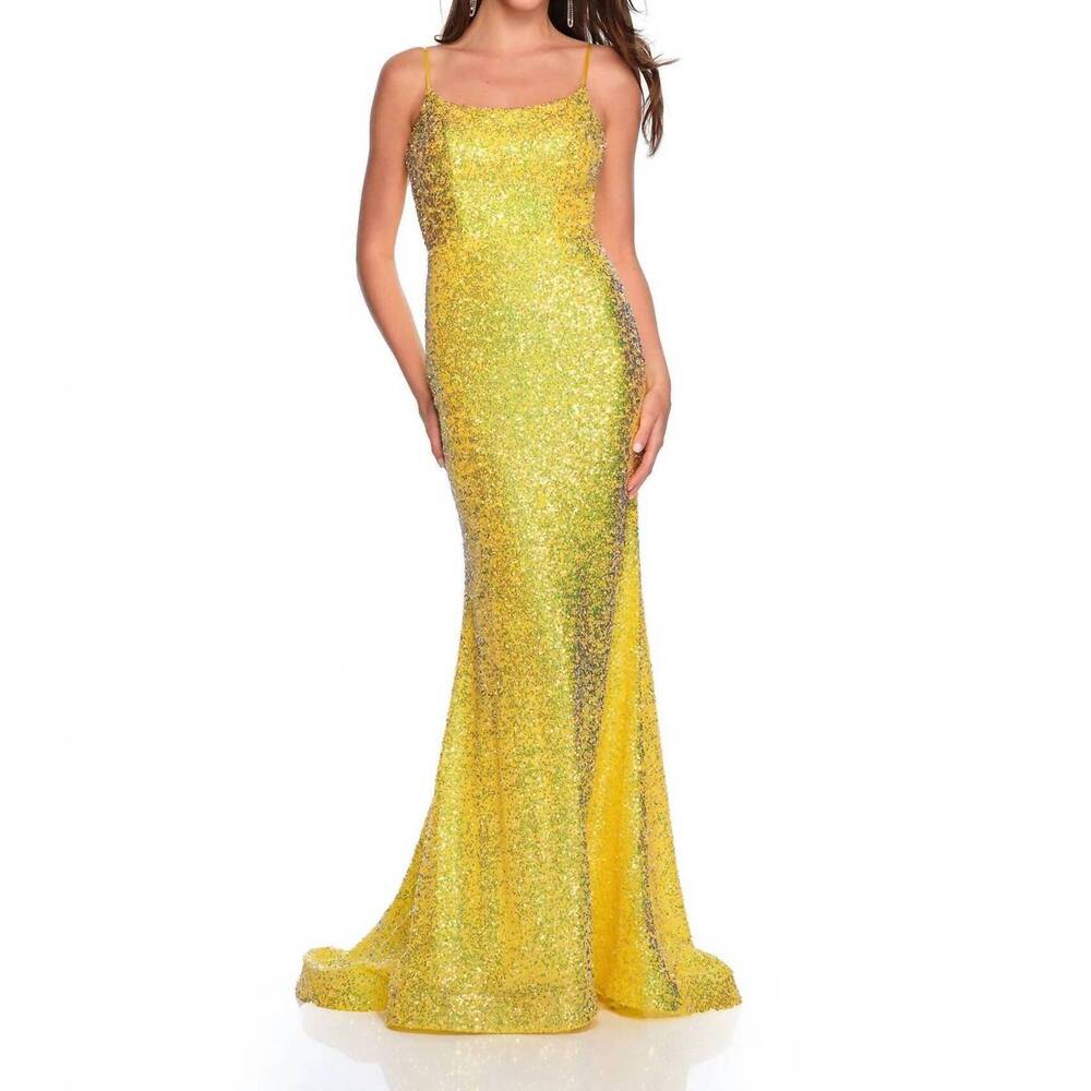 NEW DAVE & JOHNNY dreamy prom dress in yellow